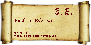 Bogár Réka névjegykártya